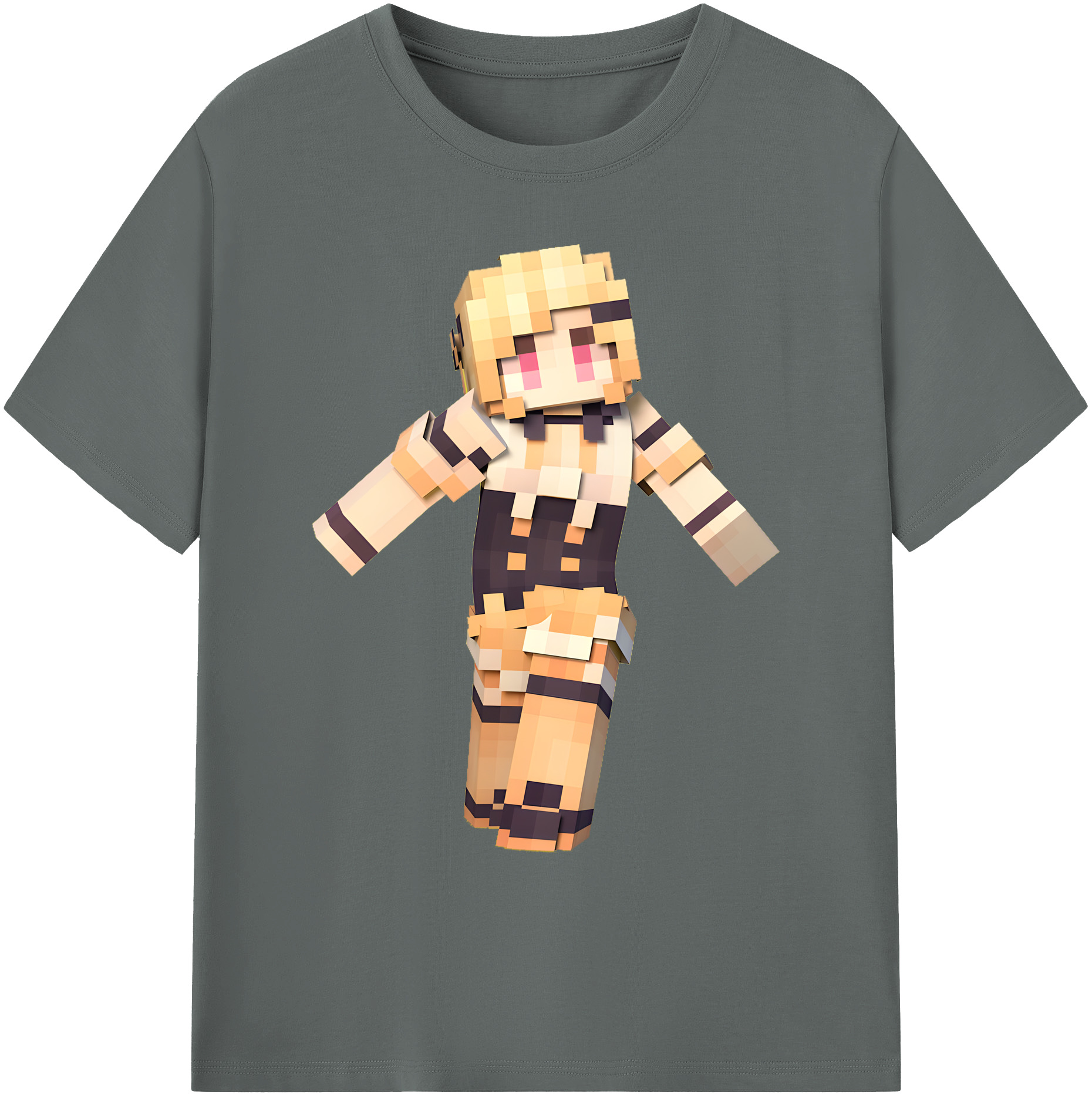 （画像用） マインクラフト ブロックの世界 Minecraft MC Block world 綿100％ メンズ半袖Tシャツ｜肌触りやわらか＆通気性